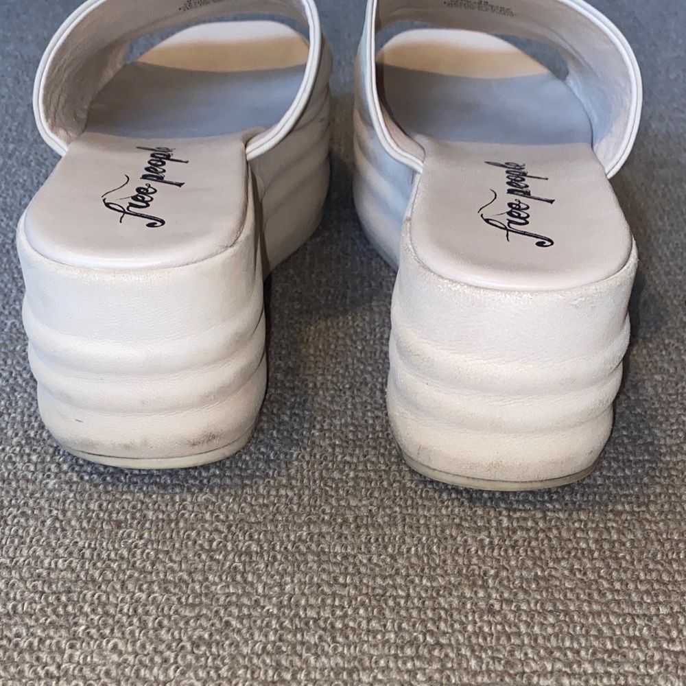 Free People Harbor Cream Leather Platform Slide Sandals sz 39 - Picture 7 of 9